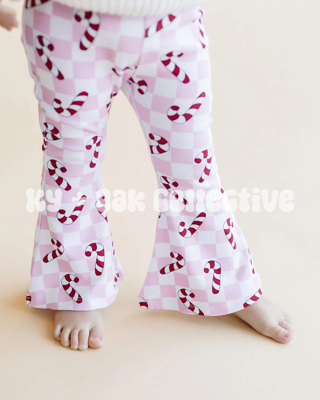Checkered Candy Cane Flare Pants | Pink - RTS