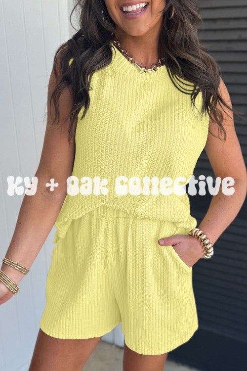 Textured Rib Tank Lounge Set