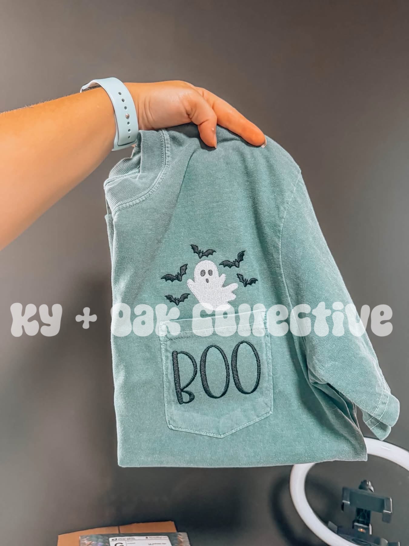 Embroidered Boo Pocket Tee