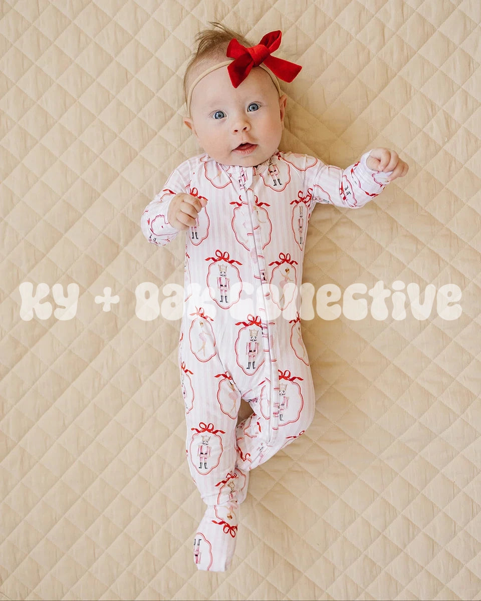Bamboo Zip Romper | Pink Nutcracker