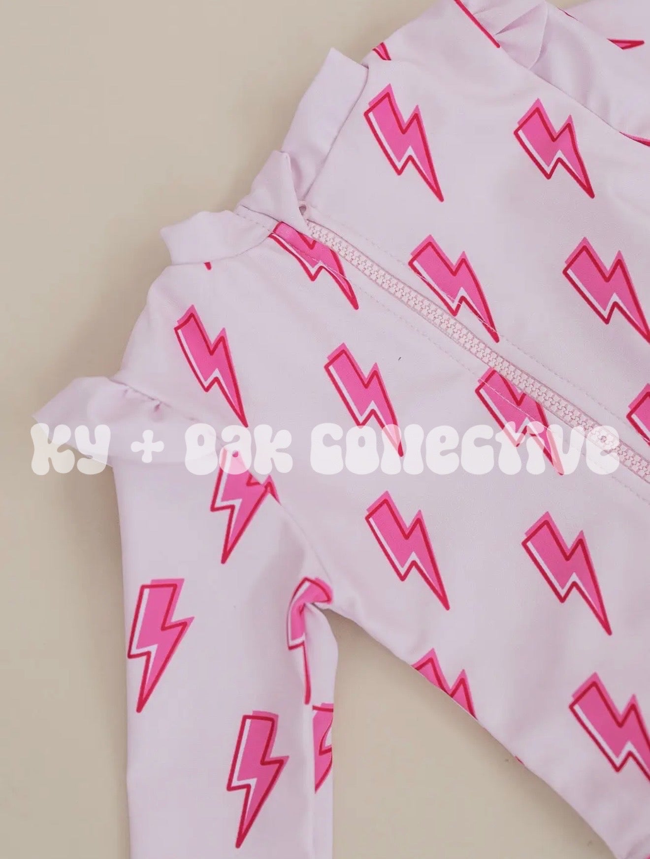 Long Sleeve Rash Guard Swimsuit | Pink Bolts