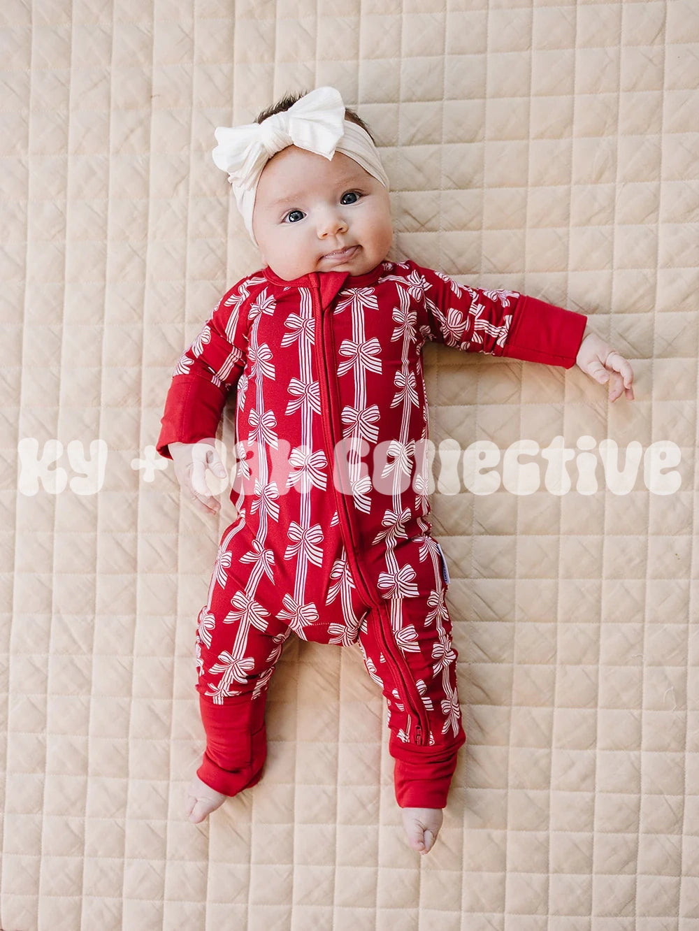 Bamboo Zip Romper | Red Bows
