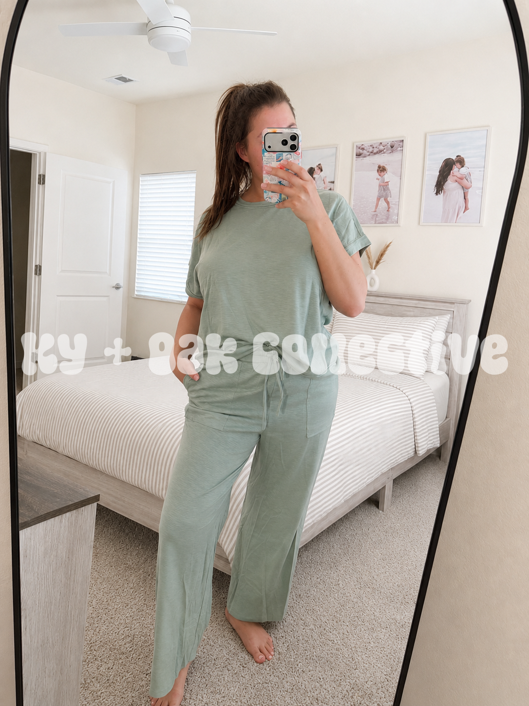 Short Sleeve Raw Seam Patch Pocket Pants Set - RTS