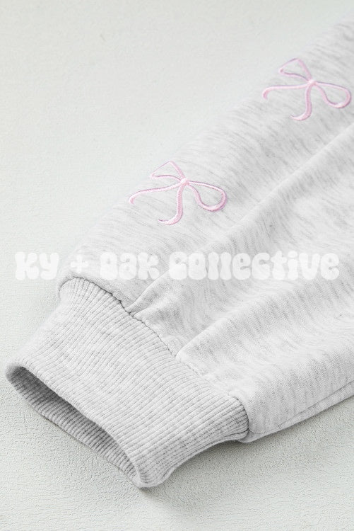 Embroidered Bows Gray Lounge Set