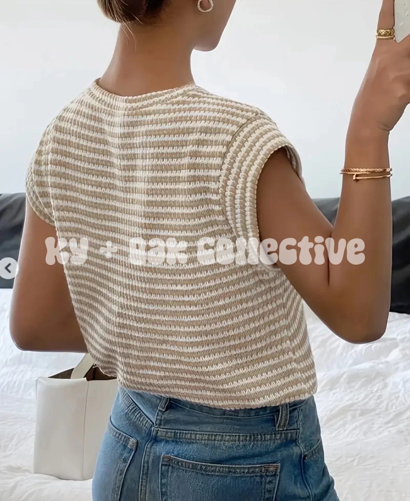 Neutral Stripe Textured Top - RTS