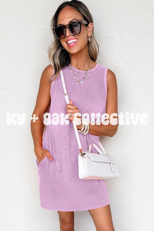 Mineral Wash Tank Dress with Pockets