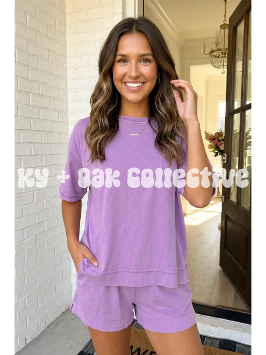 Raw Edge Oversized Top and Shorts Set | Multiple Colors - RTS