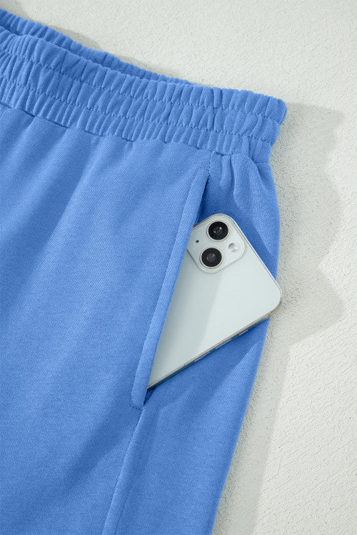 Solid Blue Oversized Tee + Lounge Pants