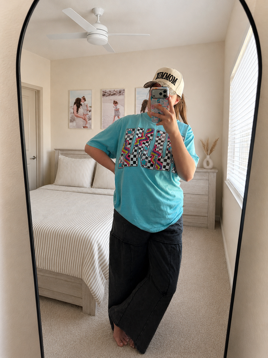 Mineral Wash Exposed Seam Flowy Pants - RTS