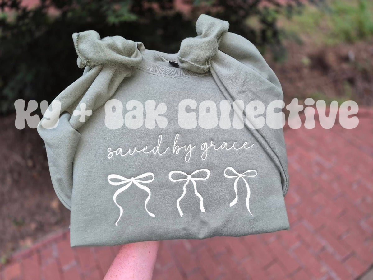 Embroidered Saved By Grace Crewneck
