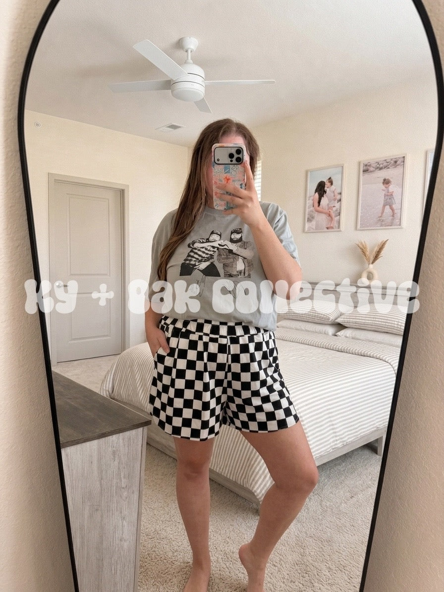 Black + White Checkered Shorts - RTS