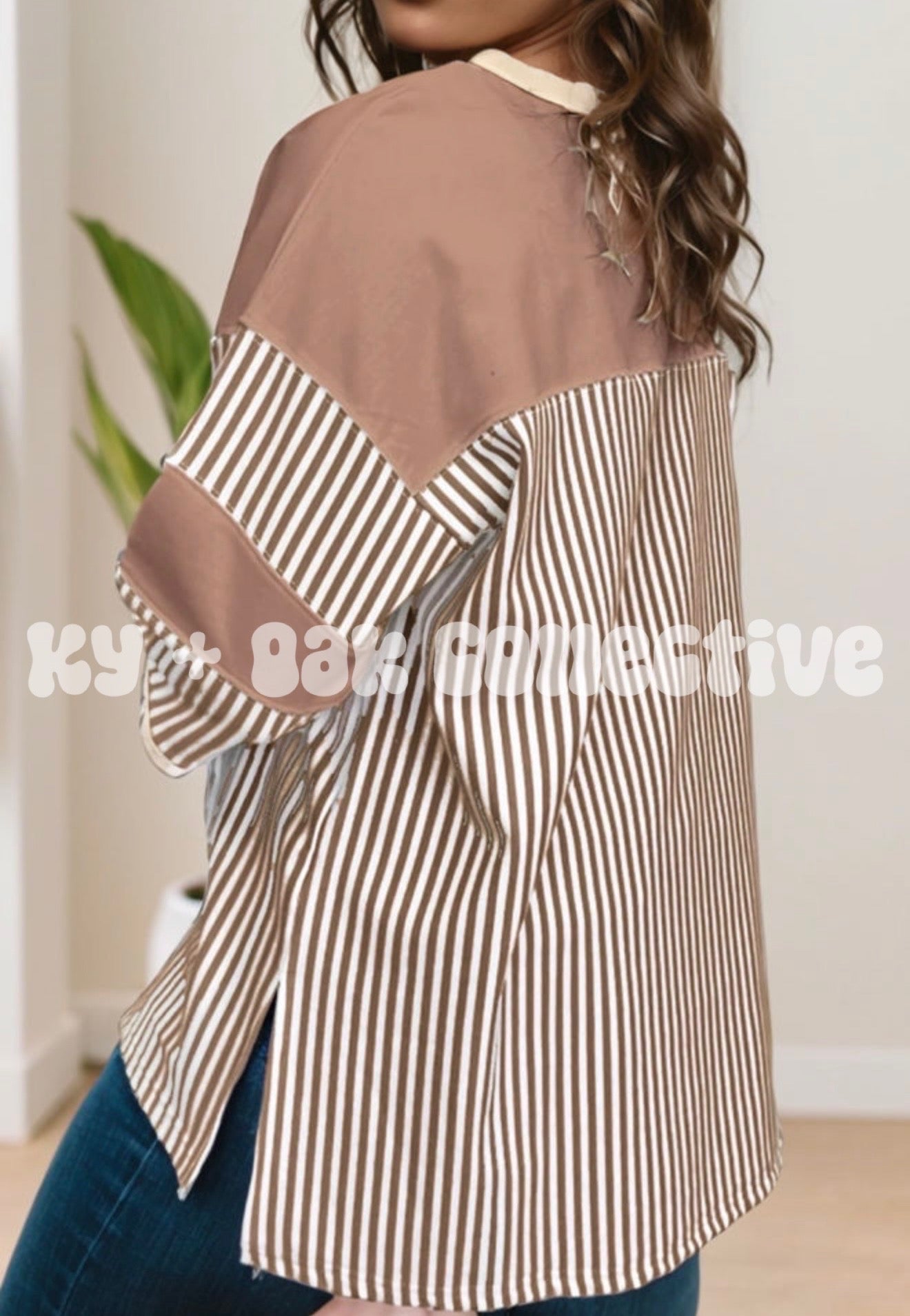 Khaki Striped Tee - RTS