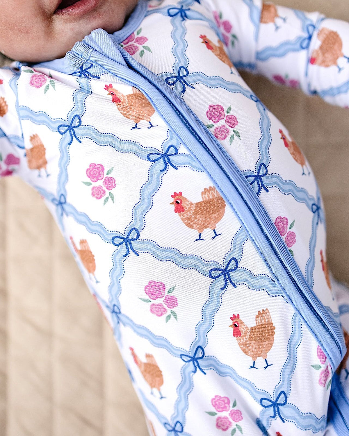Bamboo Zip Romper | Chickens & Flowers