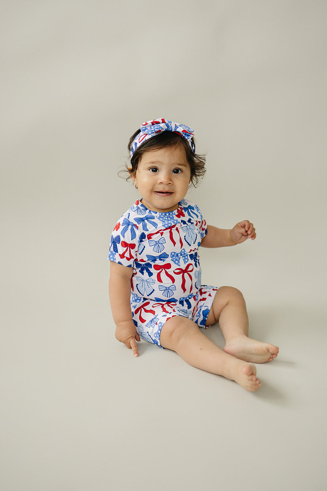 Bamboo Shorts Set | Red-White & Bows