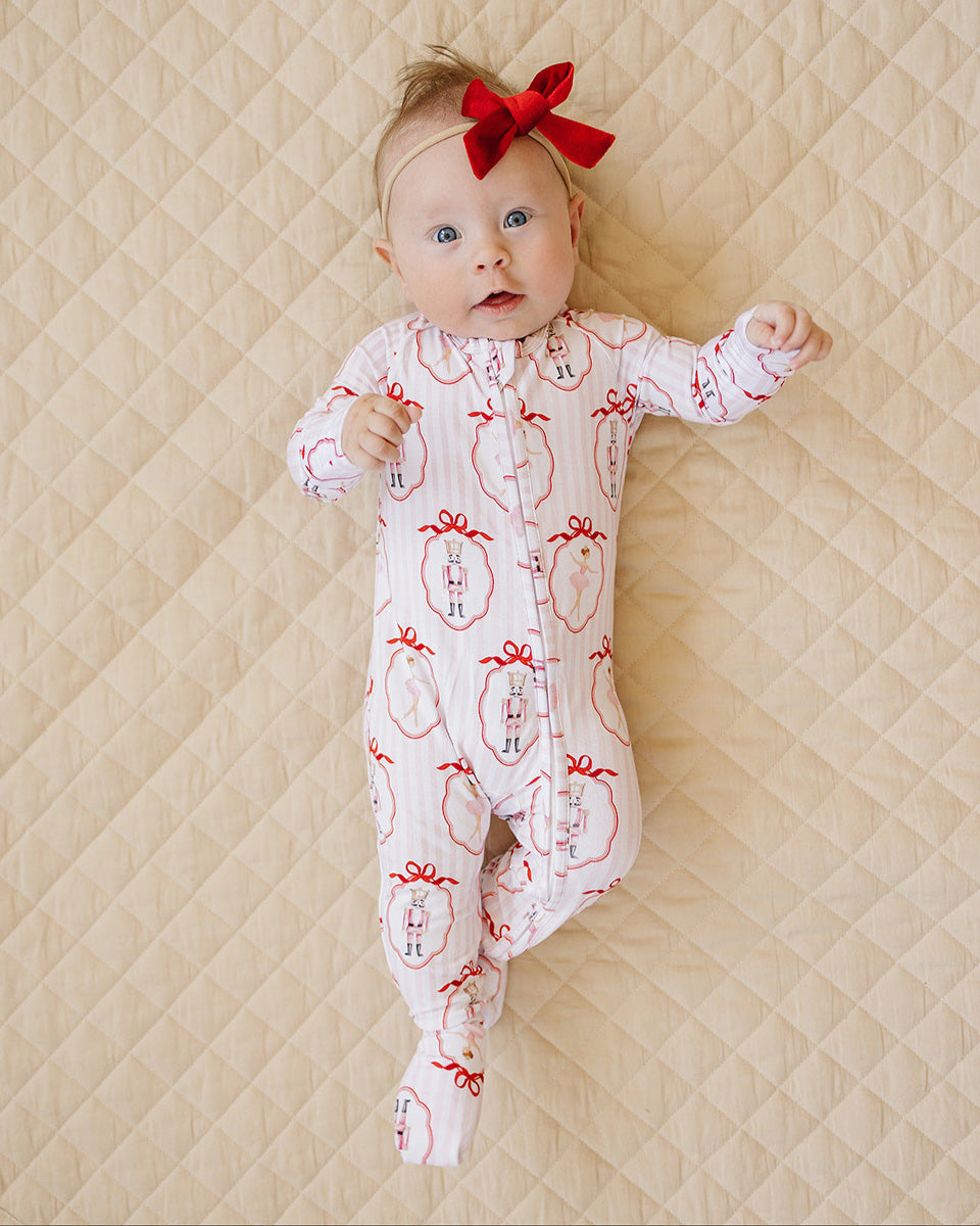 Bamboo Zip Romper | Pink Nutcracker