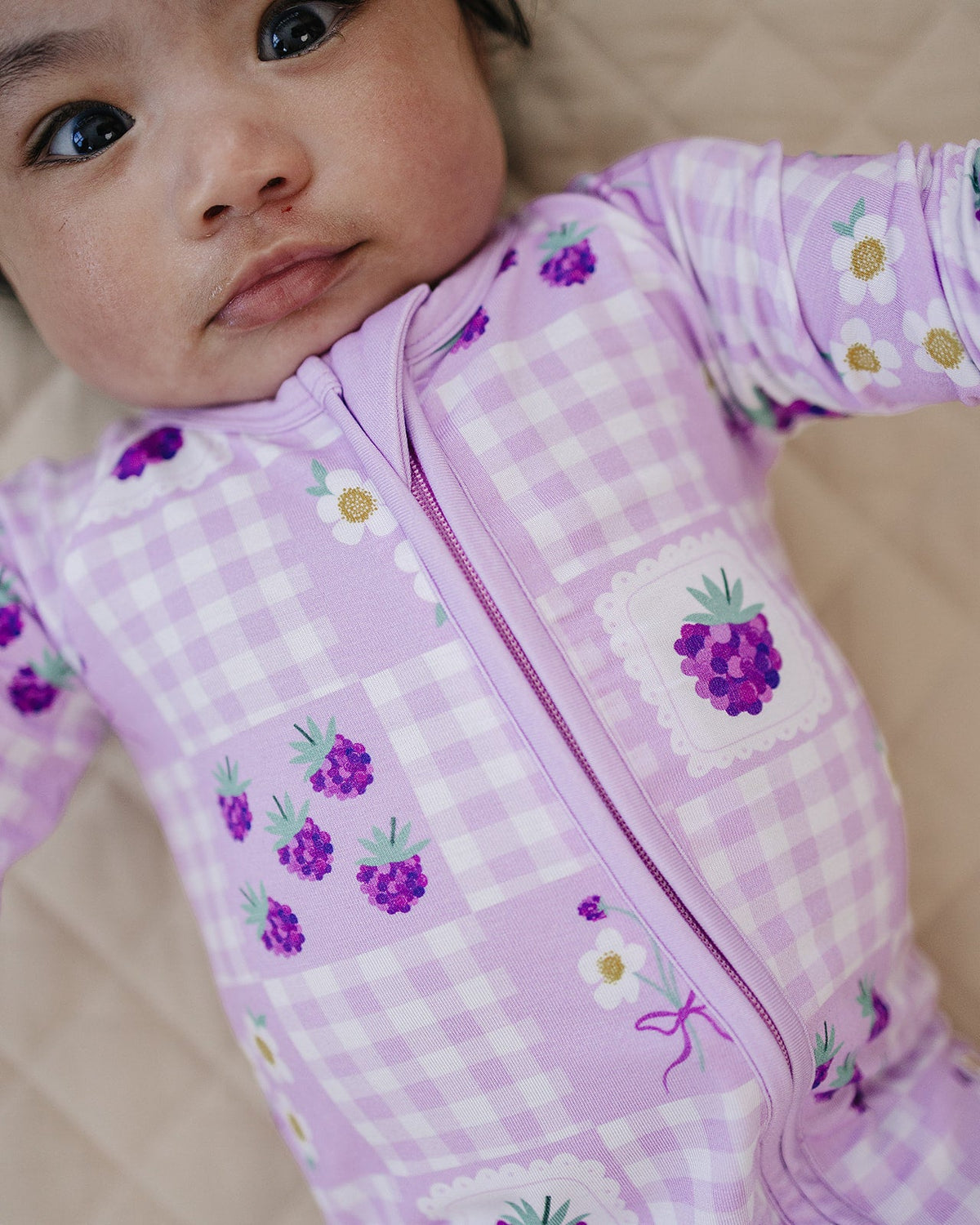 Bamboo Zip Romper | Raspberry