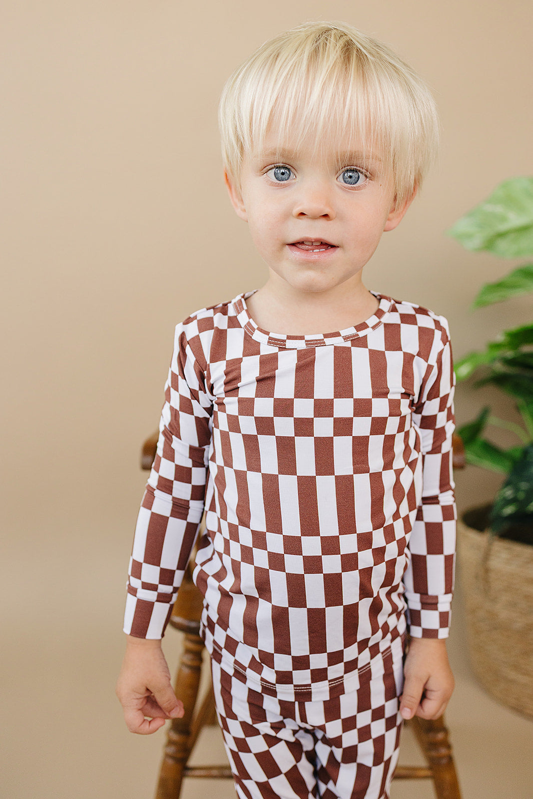 Bamboo Two Piece Set | Chocolate Checkered