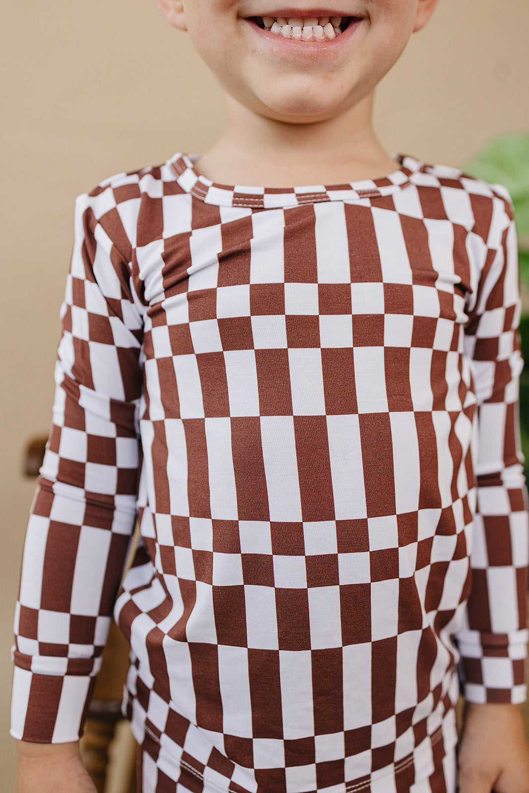 Bamboo Two Piece Set | Chocolate Checkered