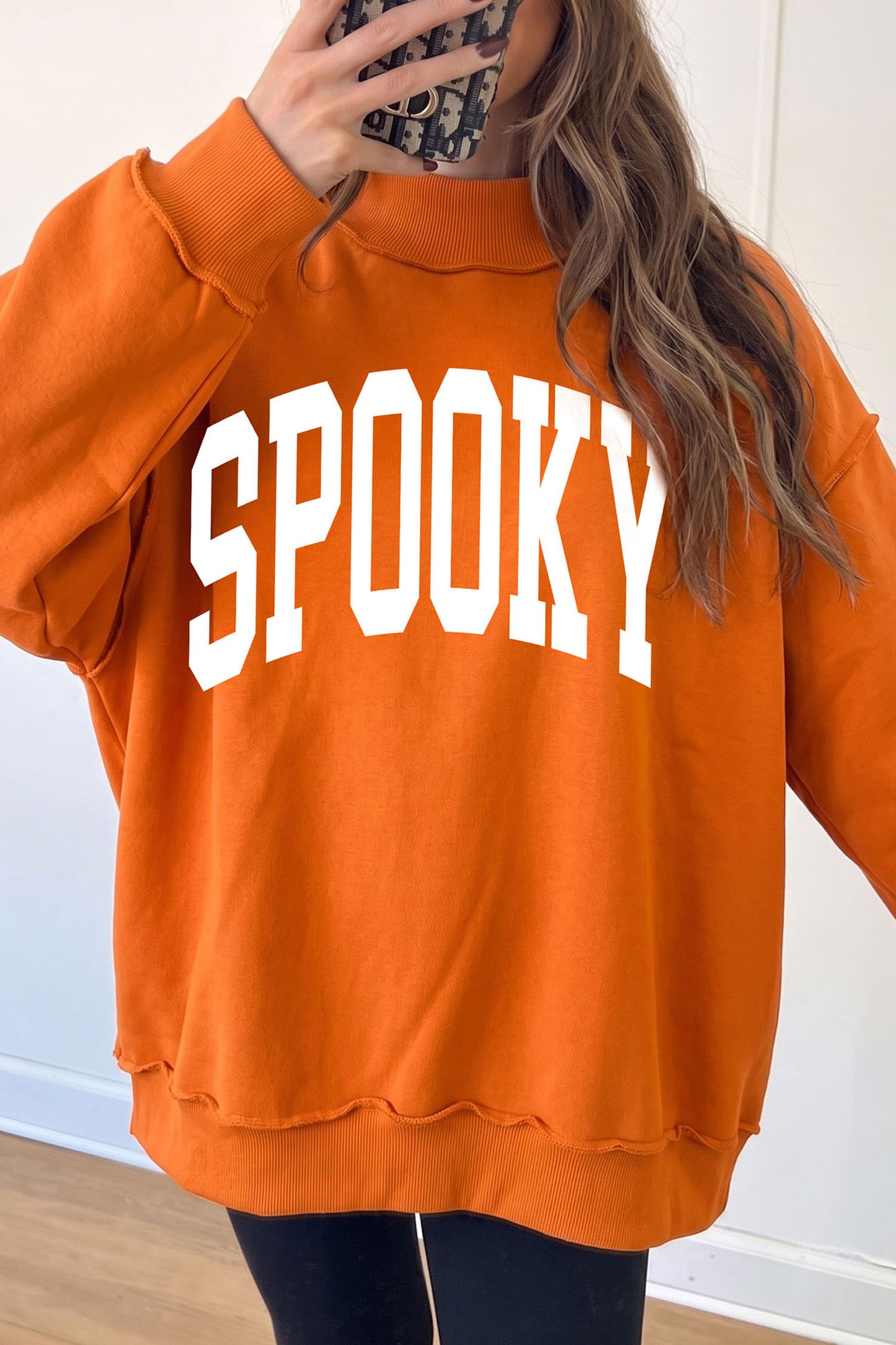 SPOOKY/ BOO Double Side Print Halloween Reversible Mock Neck Sweatshirt