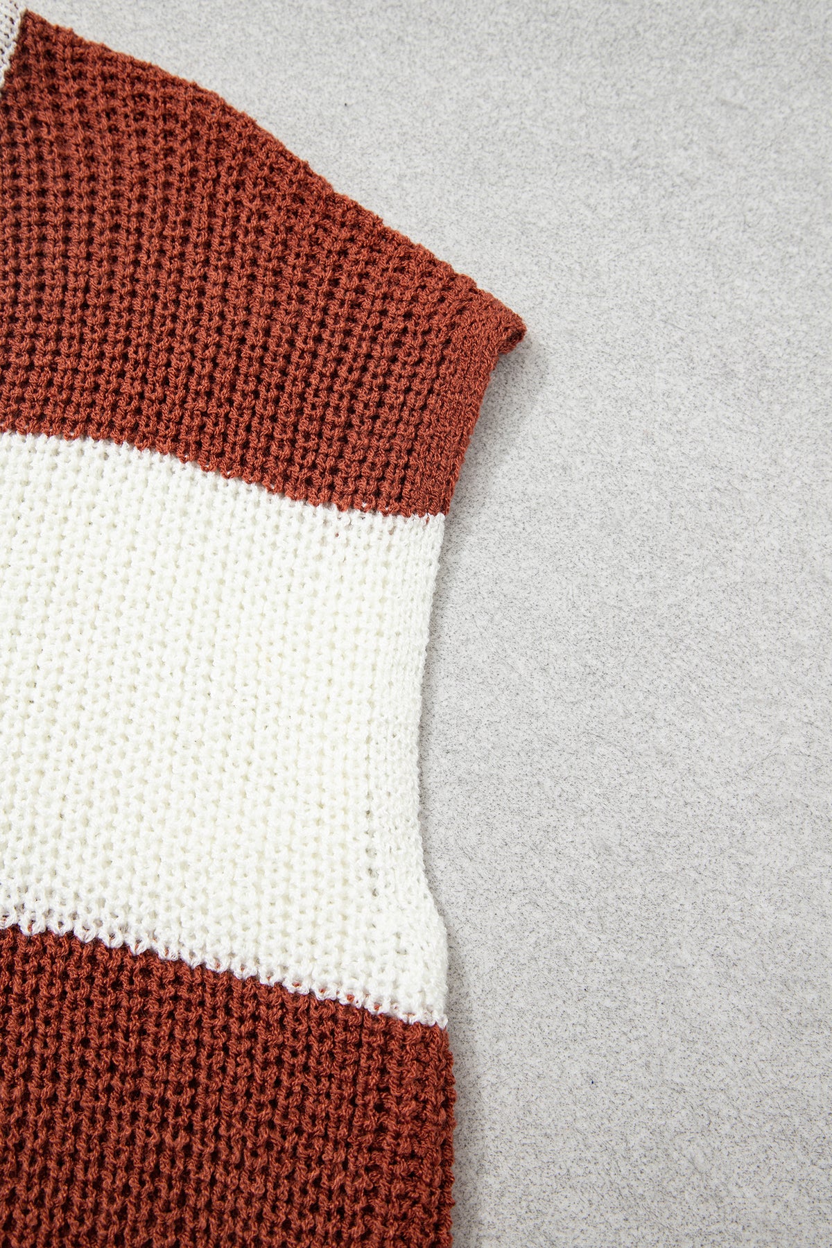 Stripe Striped Colorblock Knit V Neck Short Sleeve Loose Sweater