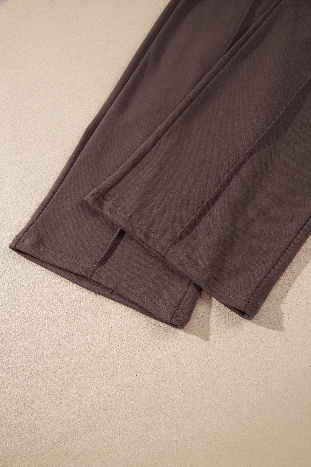 Coffee Solid Color Mock Neck Pullover Drawstring Pants Set