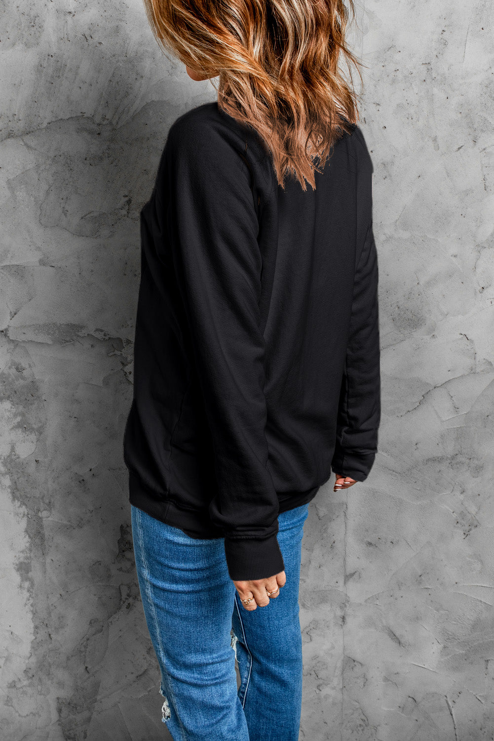 Feeling Spooky Halloween Embroidered Graphic Baggy Sweatshirt
