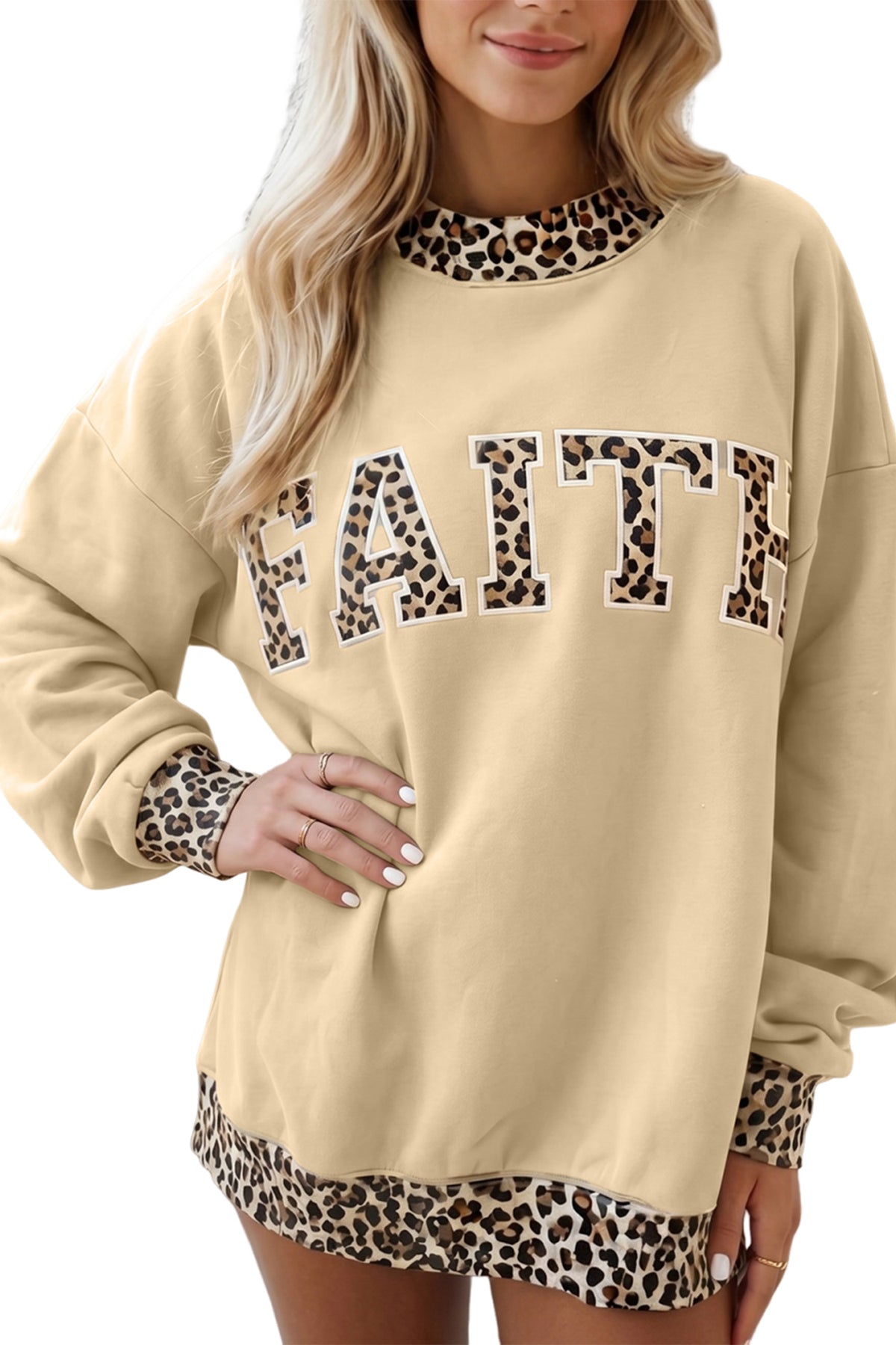 Polka Dot Trim BLESSED Graphic Baggy Sweatshirt