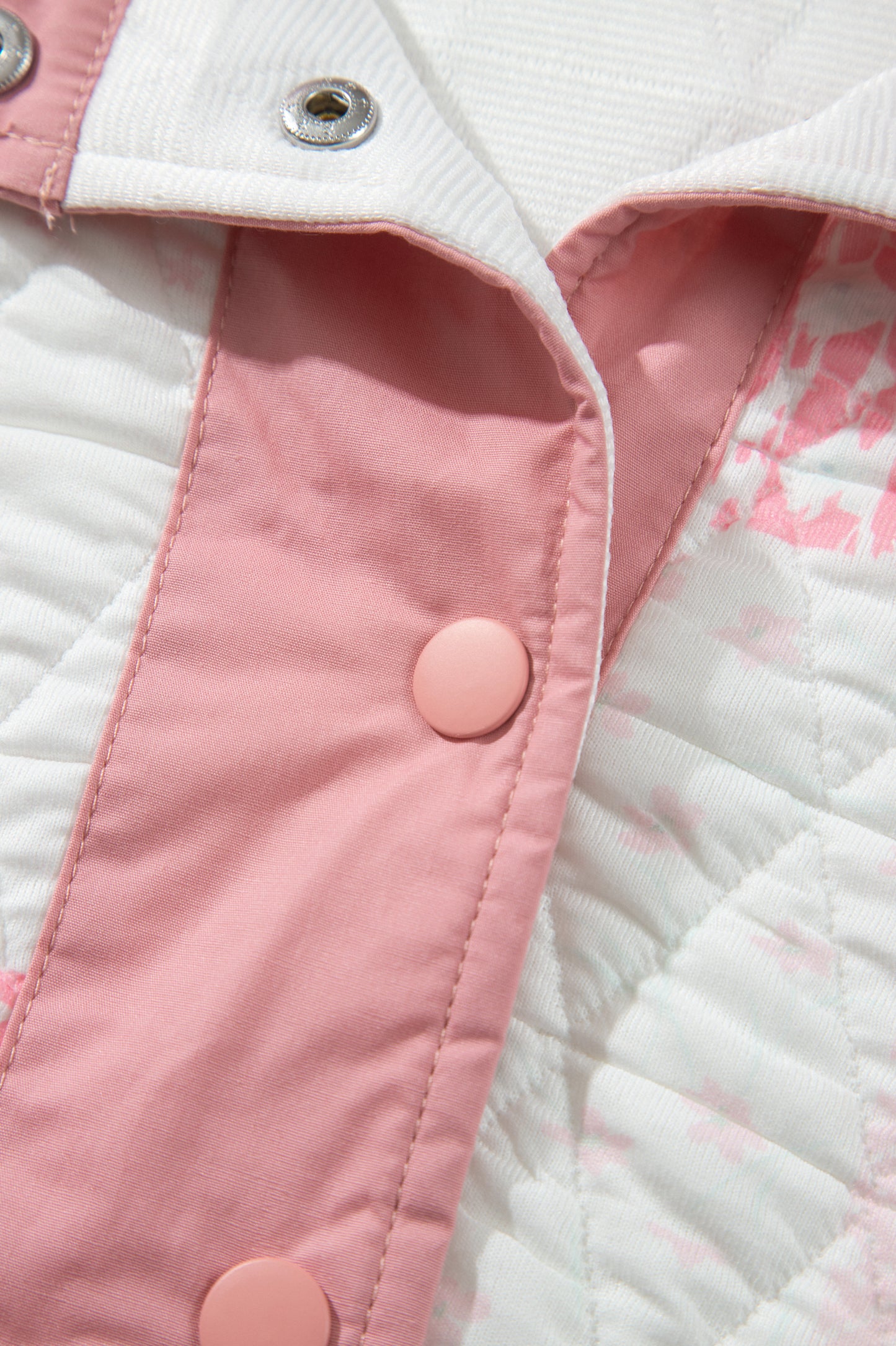Multicolour Floral Quilted Half Button Pocketed Pullover Sweatshirt