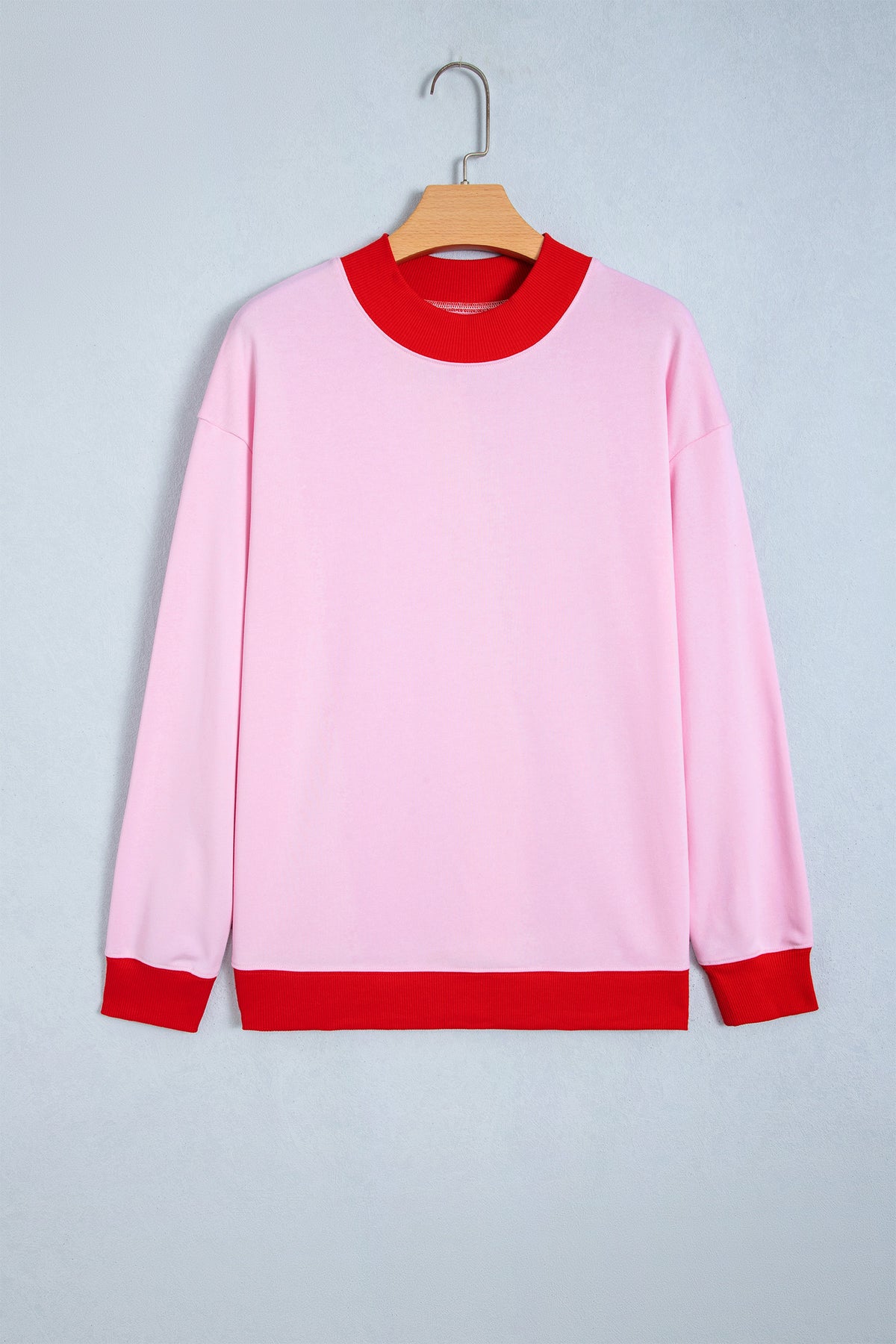 Colorblock Trim Crewneck Long Sleeve Pullover Sweatshirt