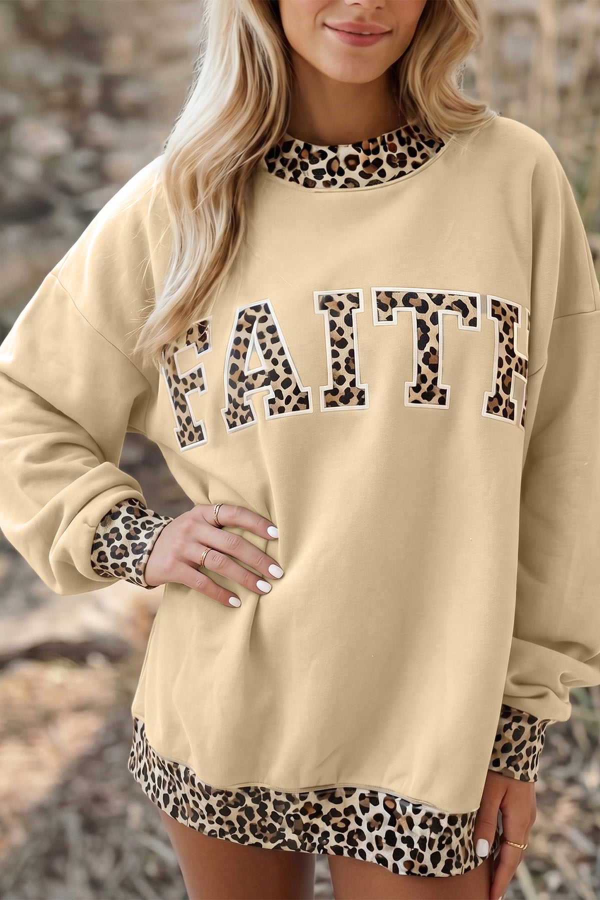 Polka Dot Trim BLESSED Graphic Baggy Sweatshirt