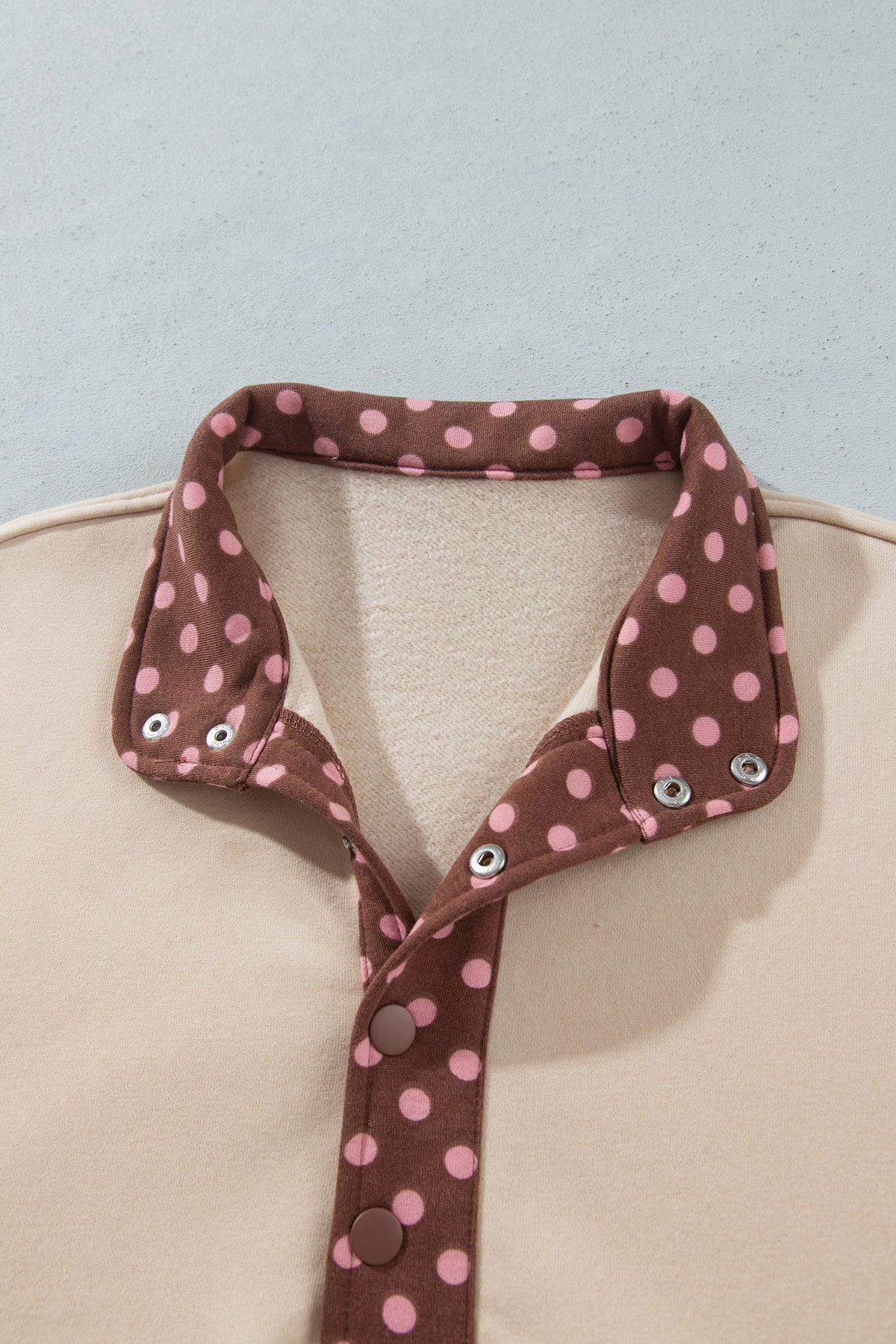Polka Dot Contrast Baggy Pullover and Elastic Waist Shorts Set