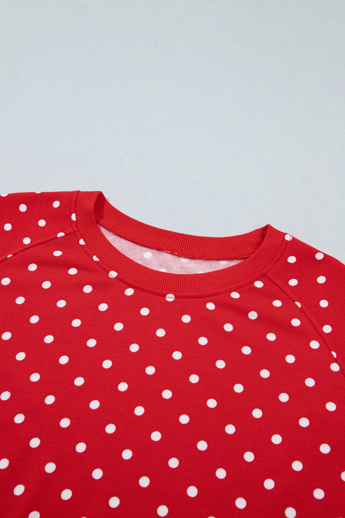 Polka Dot Drawstring Wide Leg Long Sleeve Top Pant Set