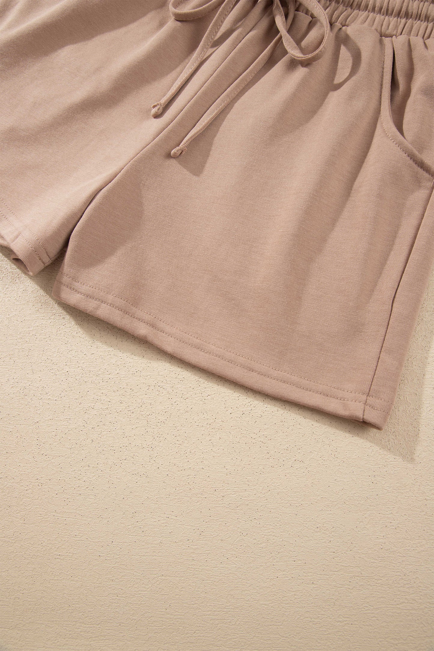 Checkered Long Sleeve Solid Color Shorts Set