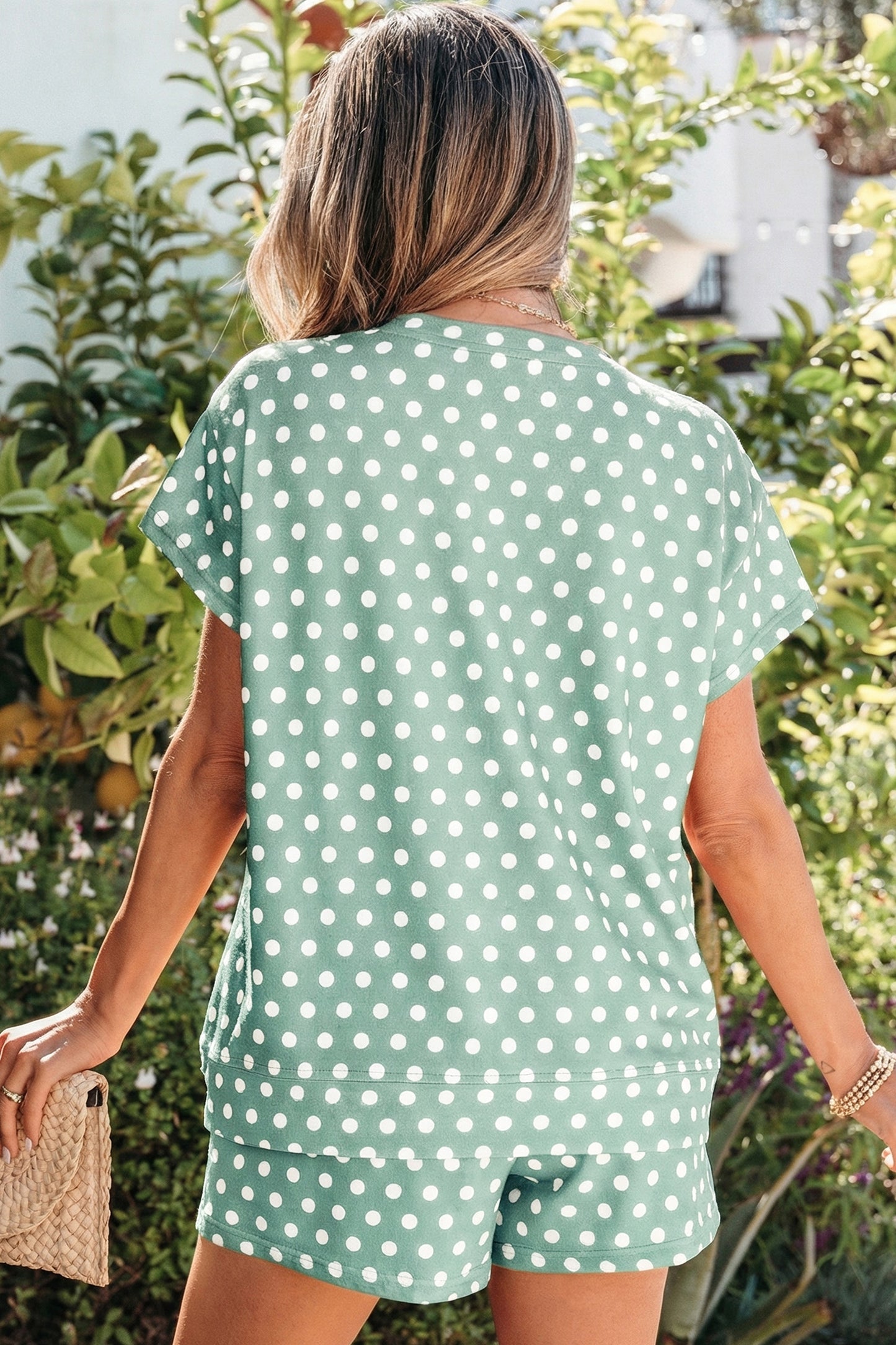Pink Polka Dot Print Short Set