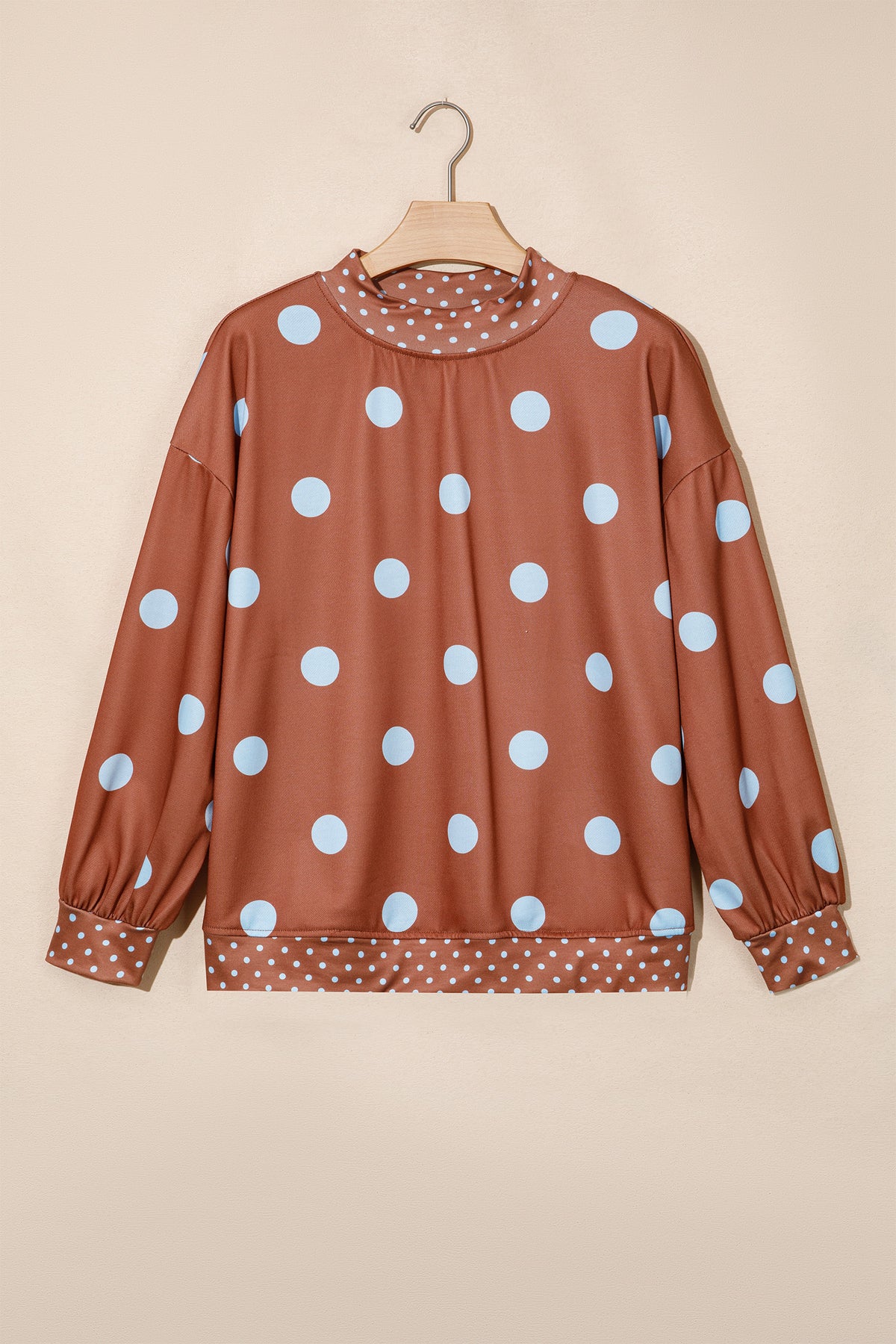 Polka Dot Print Contrast Detail Oversized Sweatshirt