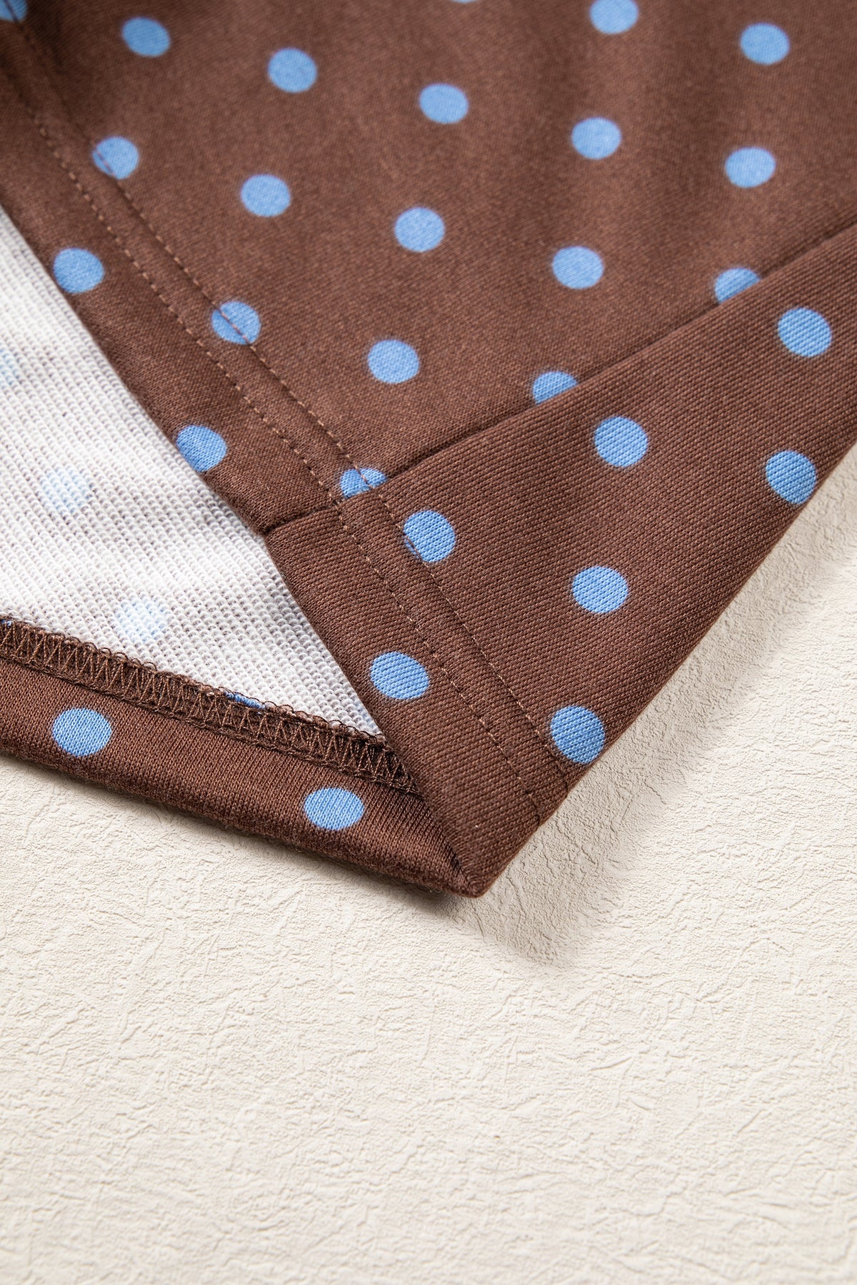 Polka Dot Drawstring Wide Leg Long Sleeve Top Pant Set