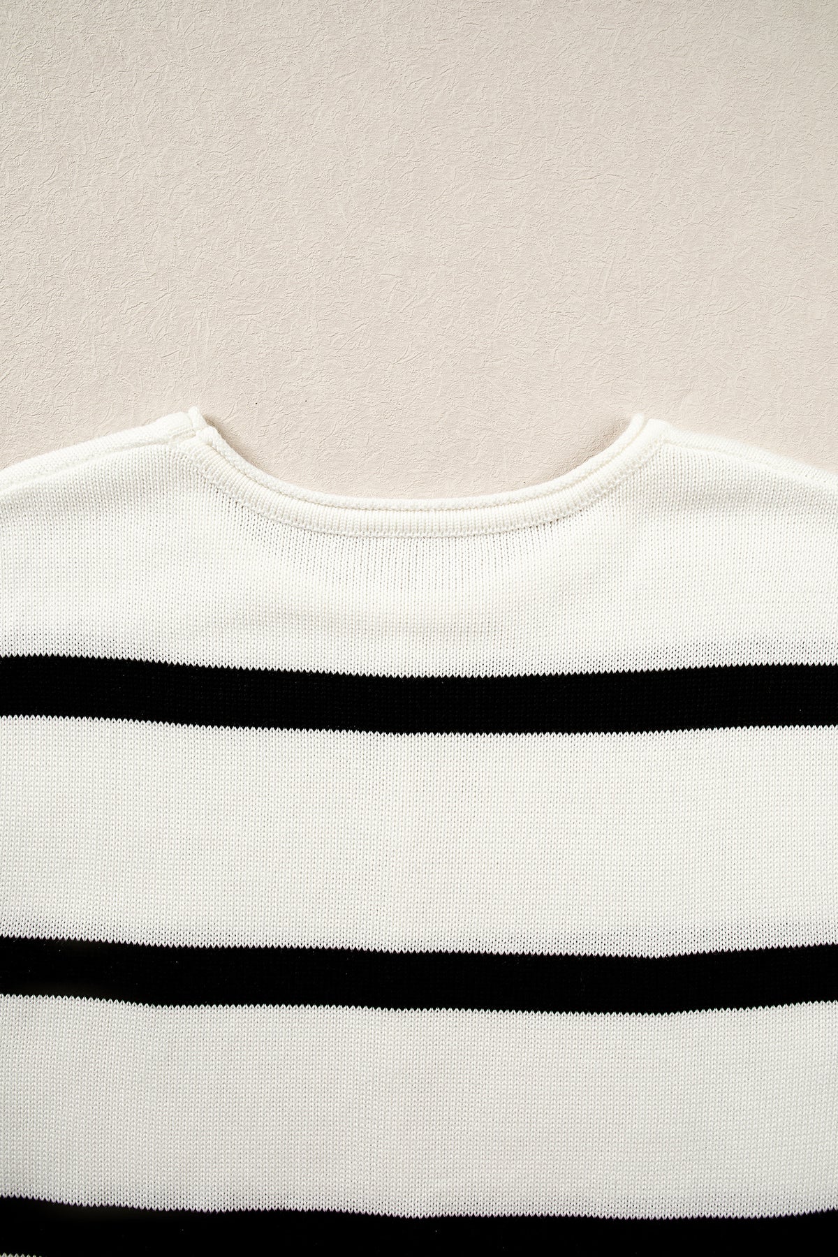 Striped Knit Short Sleeve Sweater