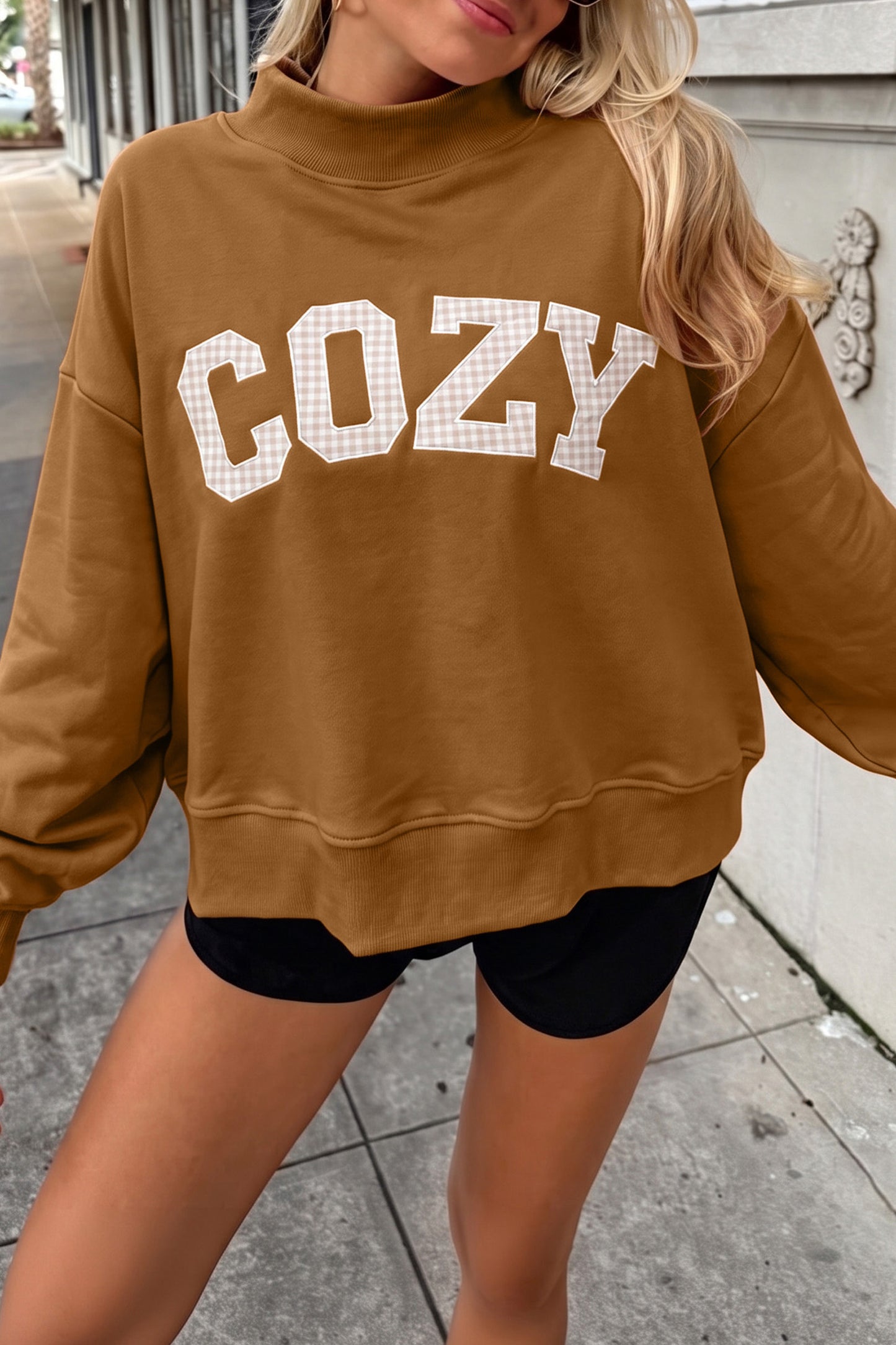 Chestnu COZY Embroidered Long Sleeve Sweatshirt