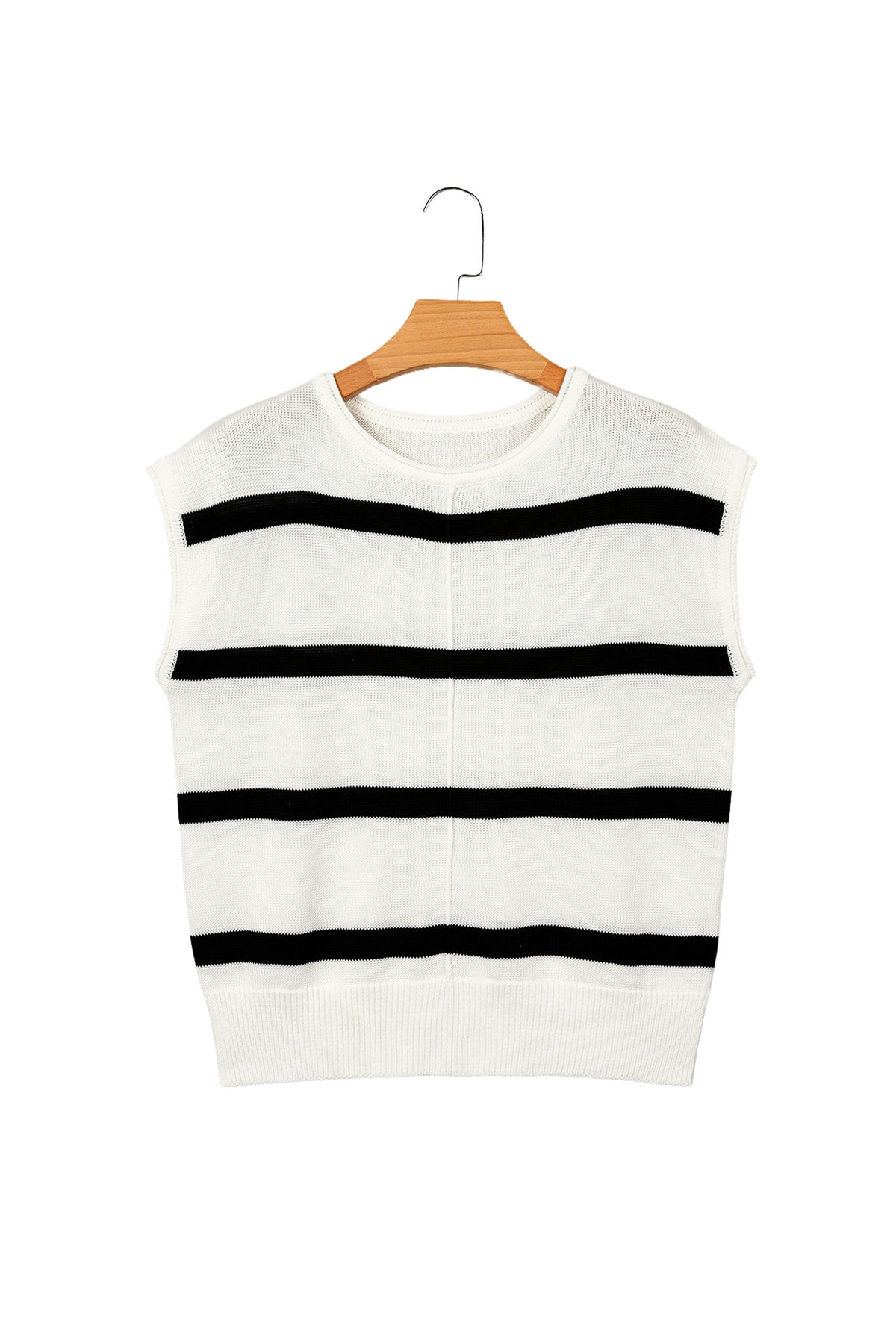 Striped Knit Short Sleeve Sweater
