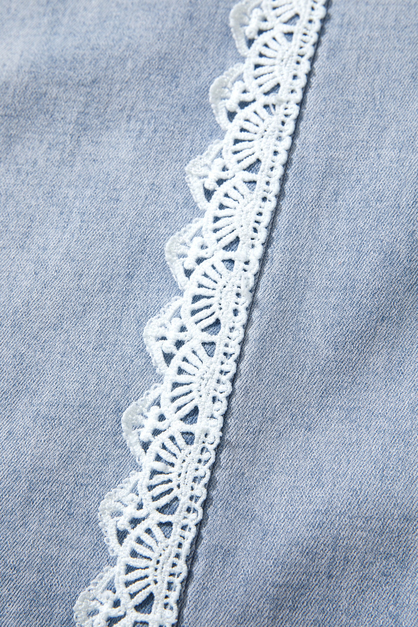 Beau Blue Lace Trim Casual Full-Length Regular Fit Jeans