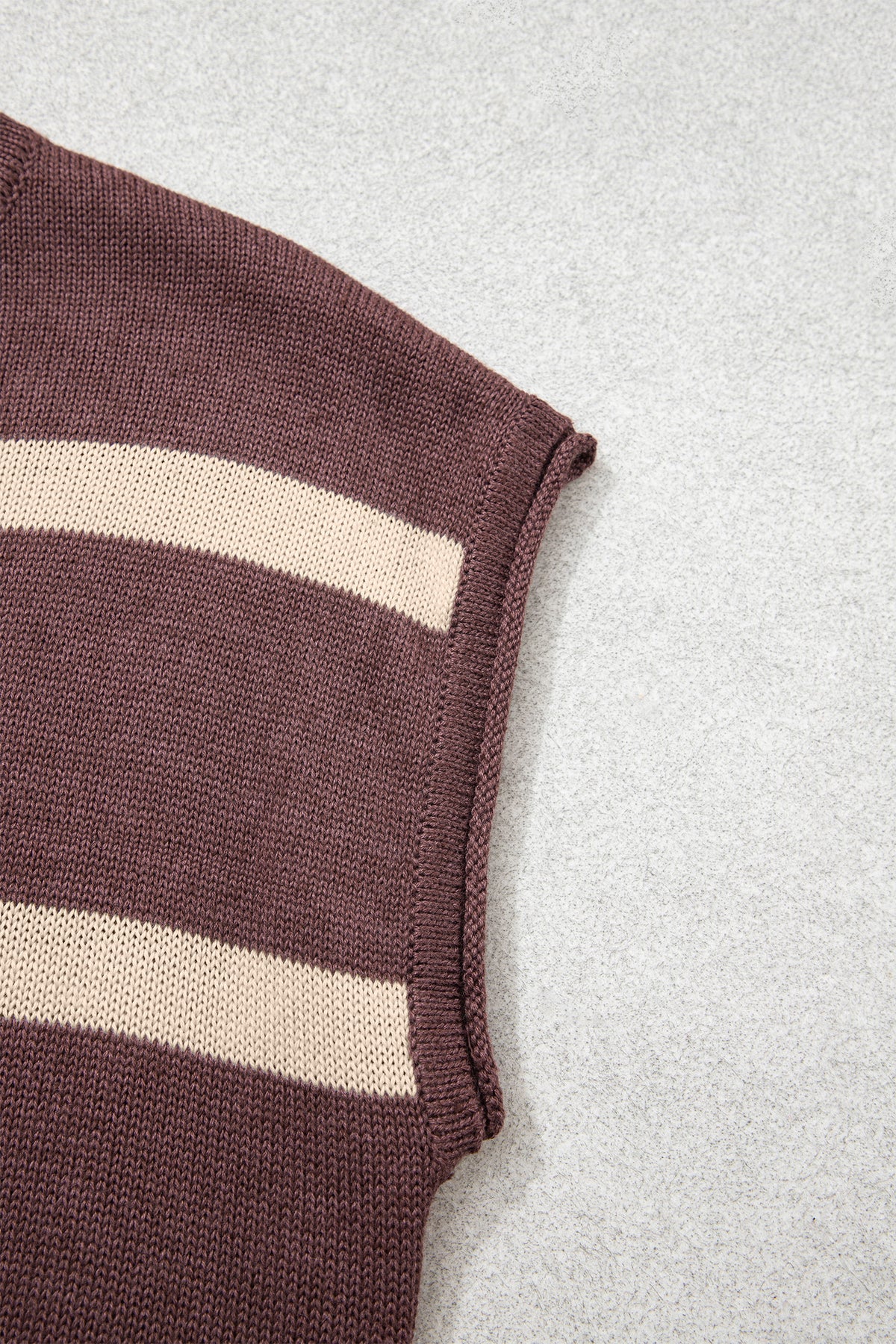 Striped Knit Short Sleeve Sweater