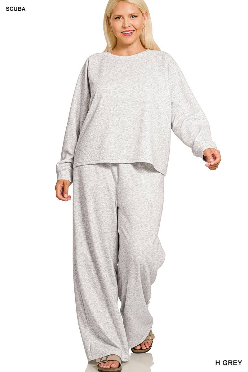 Zenana Scuba Crewneck Pullover & Pants Set