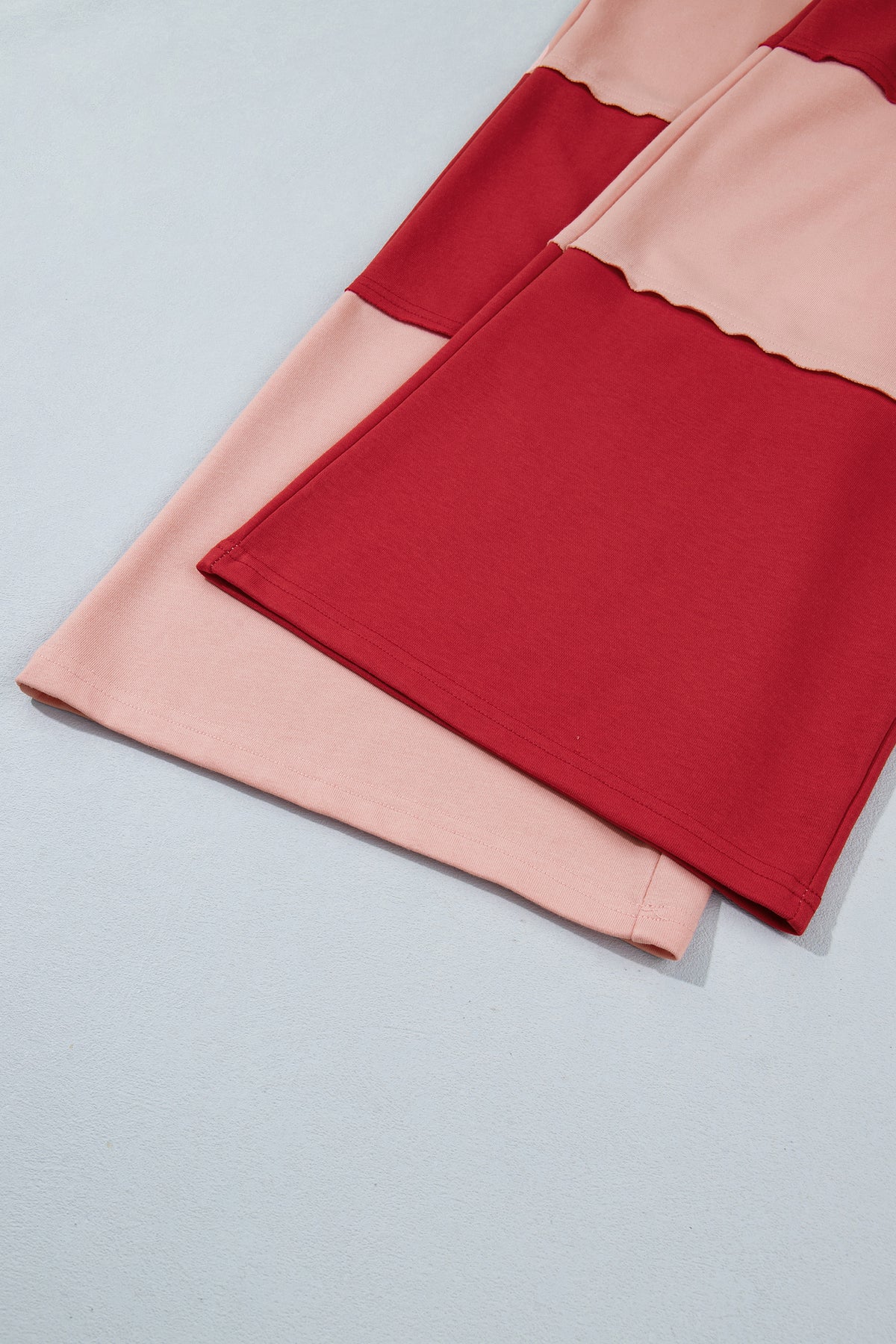 Raw Seam Colorblock Wide Leg Ankle Length Pants
