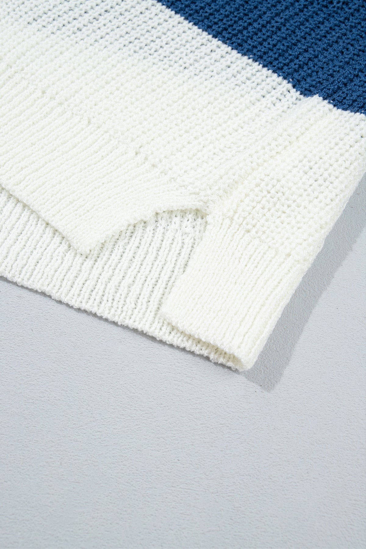 Stripe Striped Colorblock Knit V Neck Short Sleeve Loose Sweater