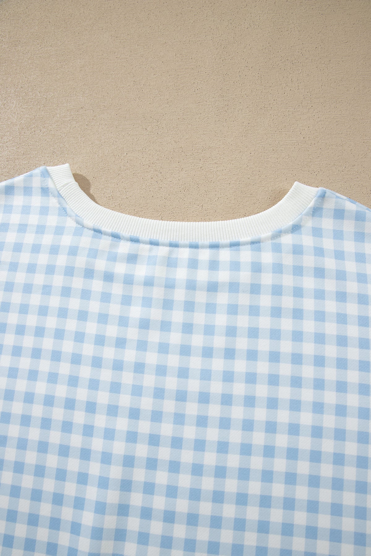 Gingham Loose Pullover Top Drawstring Shorts Plus Size Set
