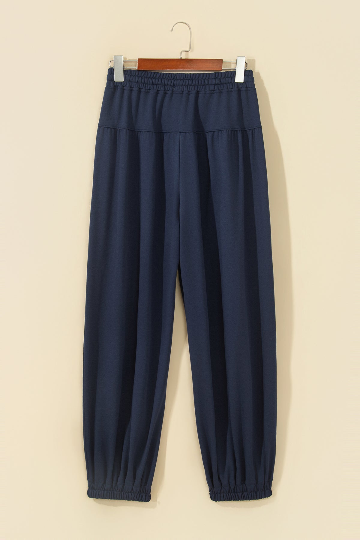 Elastic Waist Drawstring Wide Leg Full Length Pants