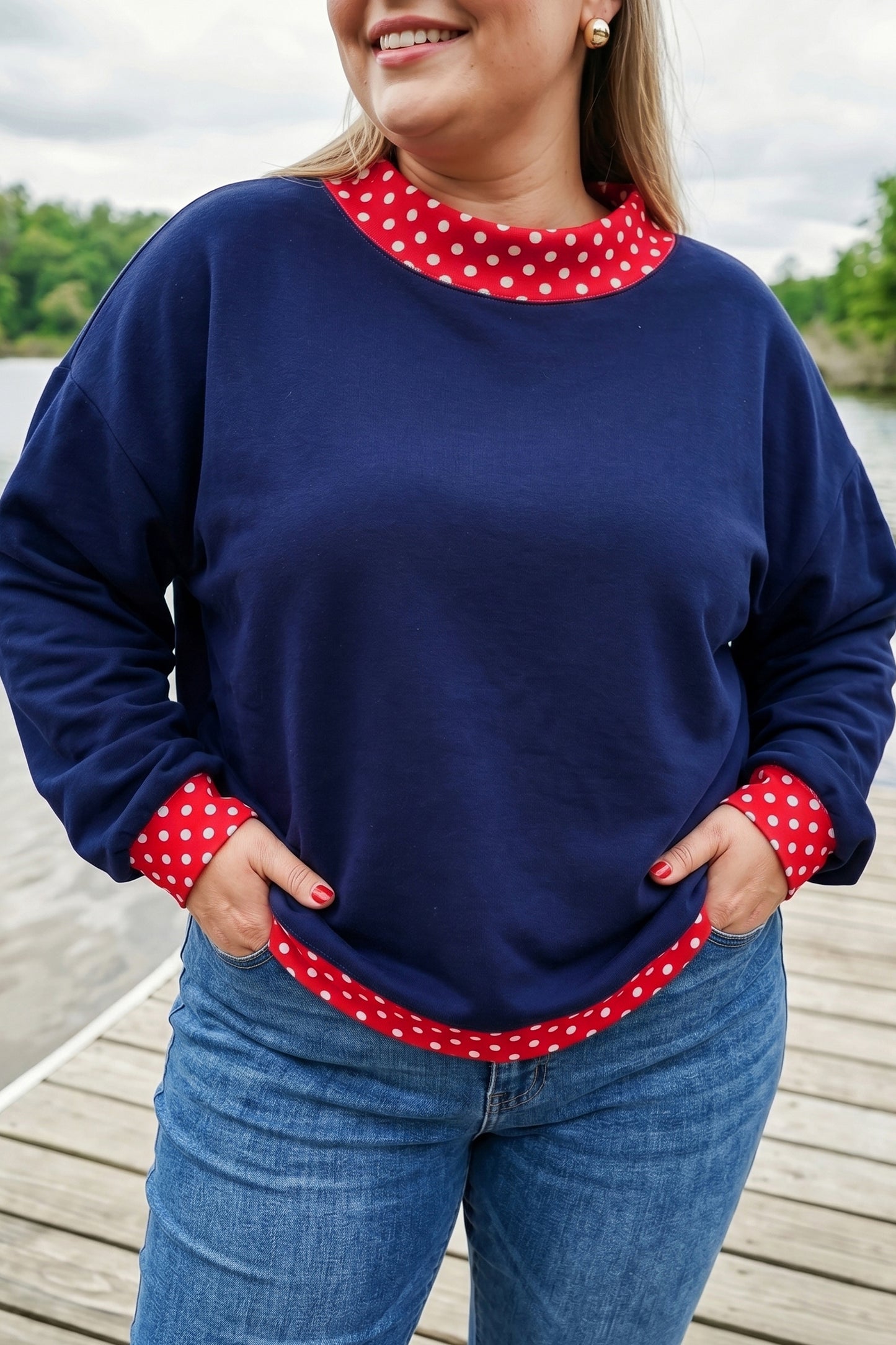 Polka Dot Accents Sweatshirt