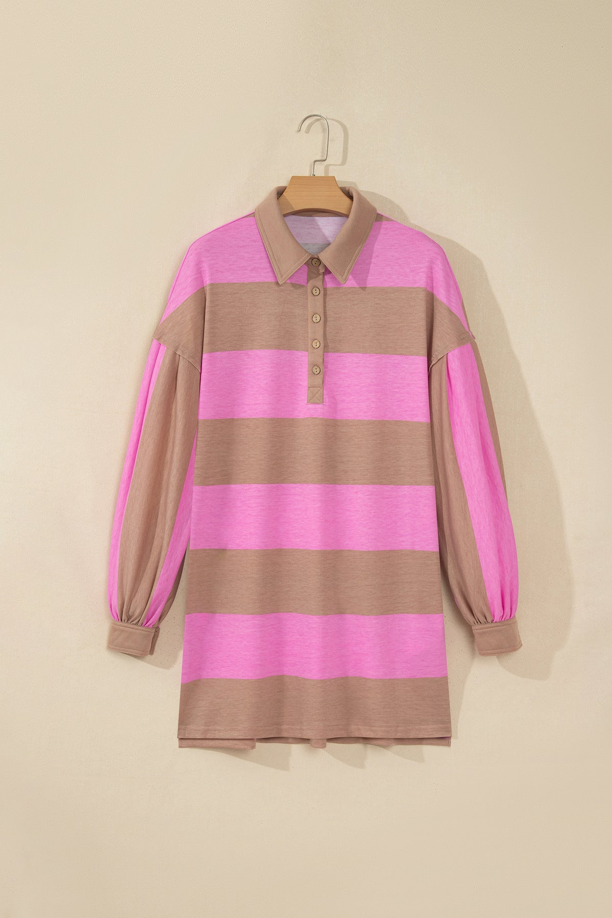 Striped Striped Button Long Sleeve Dress