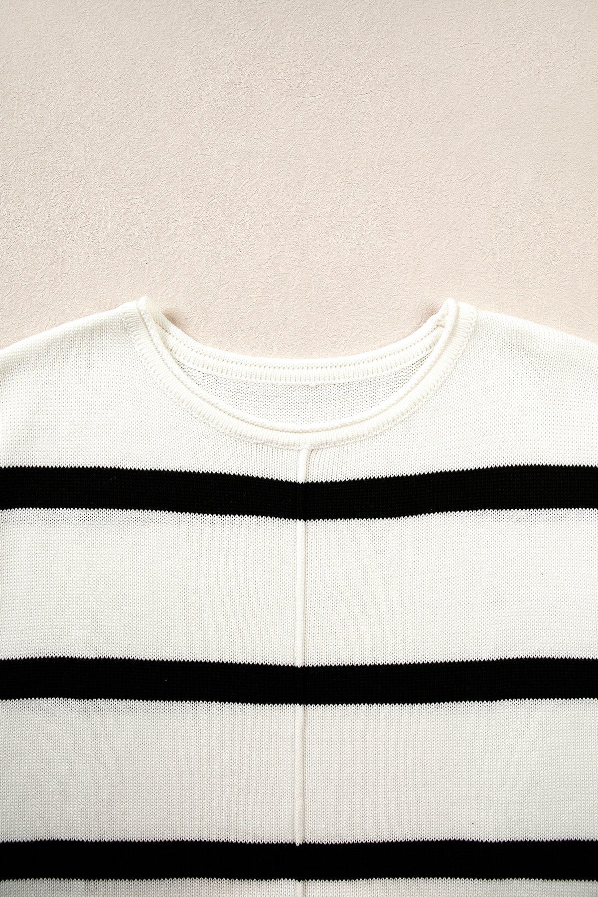 Striped Knit Short Sleeve Sweater