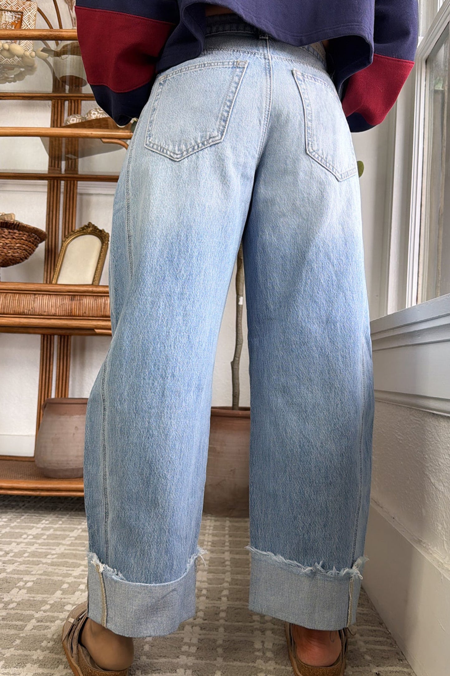 Raw Hem Loose Ankle-length Jeans